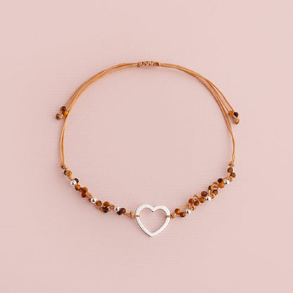 Pulsera Zoe Nature Tierra - Corazón Calado Plata