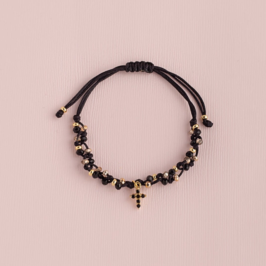 Pulsera Zoe - Cruz Strass Negro