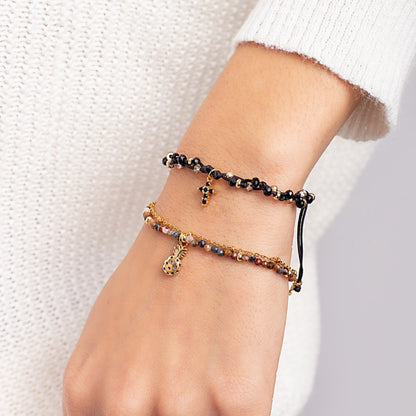 Pulsera Zoe - Cruz Strass Negro