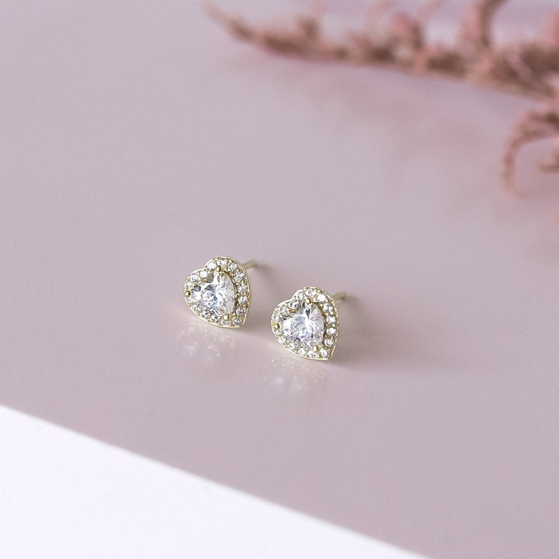 Aretes Corazón de cristal borde strass