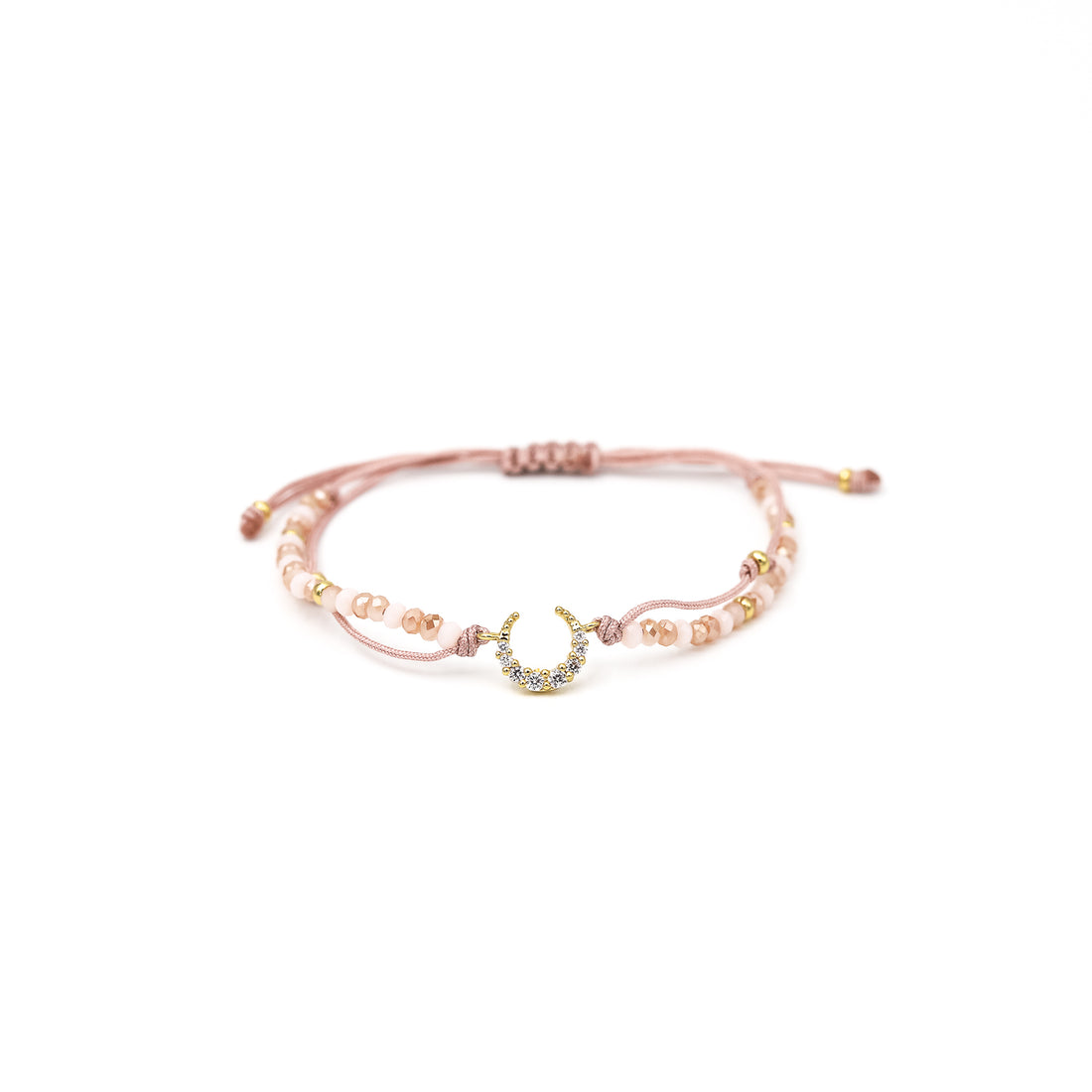 Pulsera Micaela tonos nude luna invertida strass